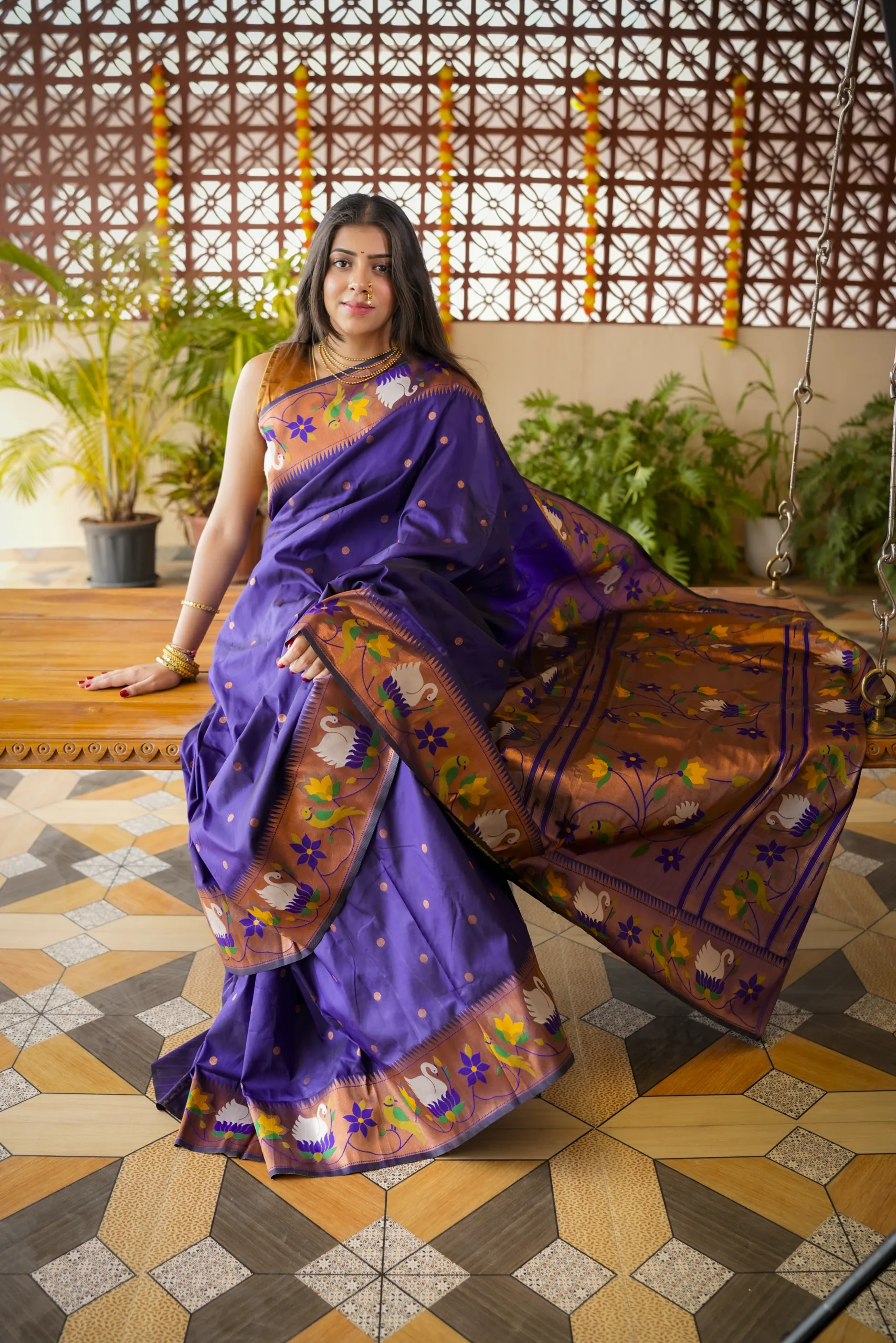 Purple Meera Semi Paithani Saree