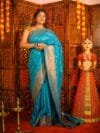 Sky Blue Kalanjali Semi Paithani Saree