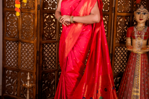 Red Star Semi Paithani Saree