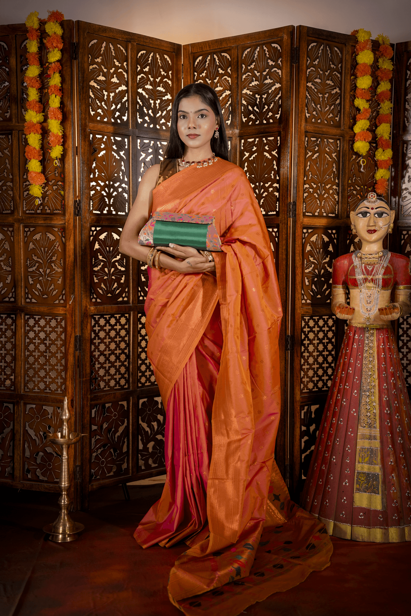 Green Handmade Paithani Sling Bag for Women