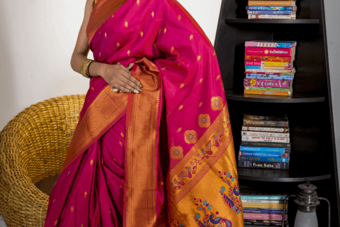 Magenta Kalanjali Semi Paithani Saree