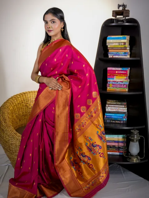 Magenta Kalanjali Semi Paithani Saree