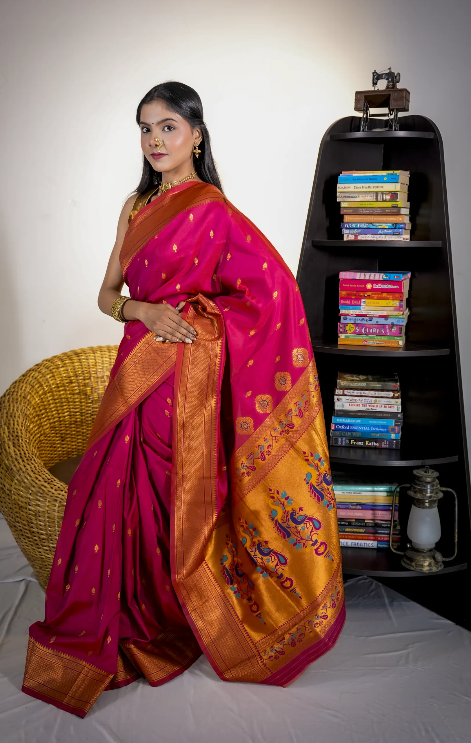 Magenta Kalanjali Semi Paithani Saree