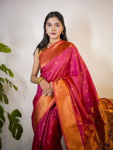 Yeola Magenta Kalanjali Paithani