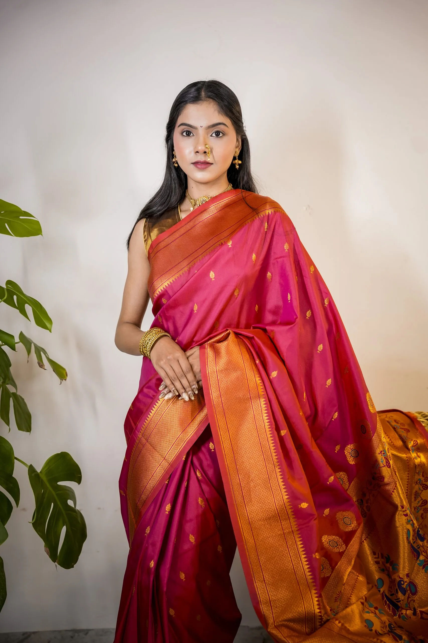 Yeola Magenta Kalanjali Paithani