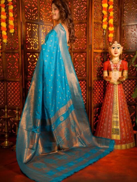 Sky Blue Yeola Style Paithani