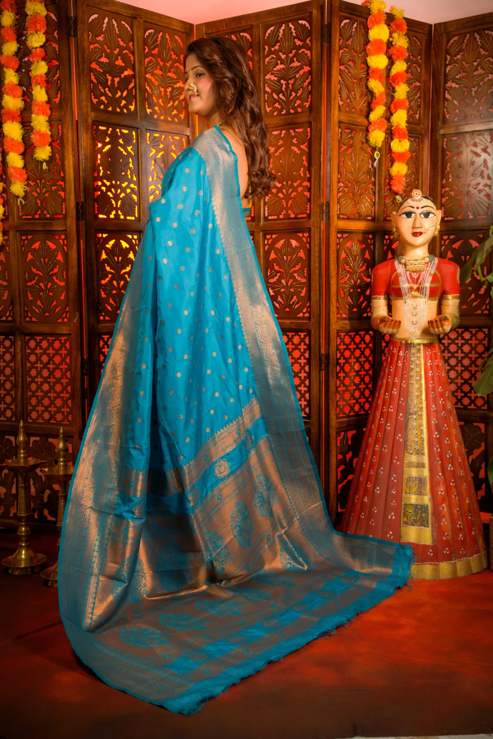 Sky Blue Yeola Style Paithani