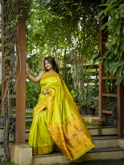 Parrot Green Kalanjali Work Blouse
