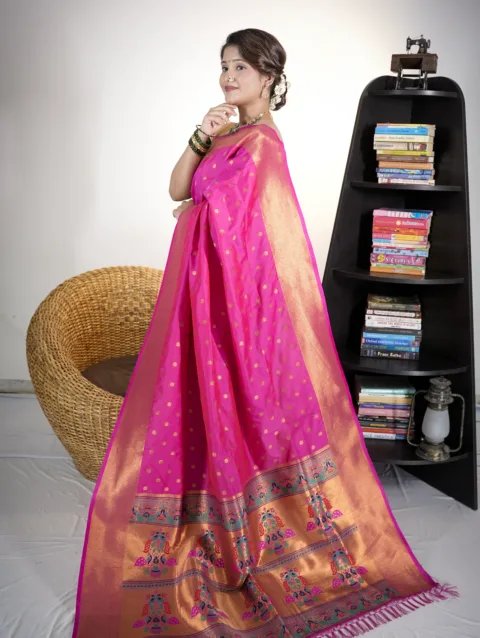 Pink Yeola Style Paithani