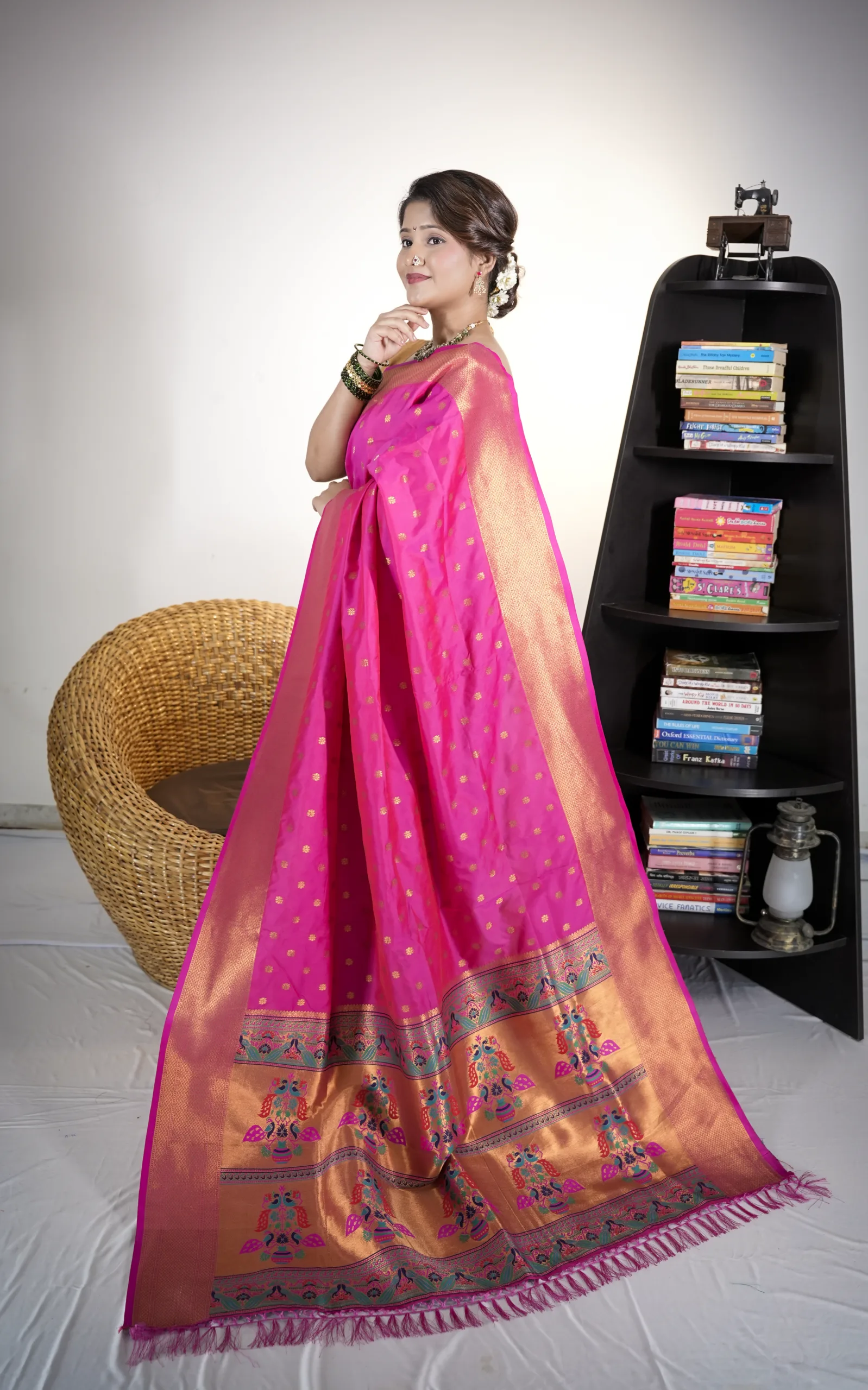 Pink Yeola Style Paithani