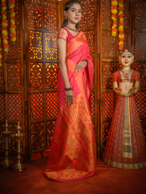 Pink Yeola Style Paithani