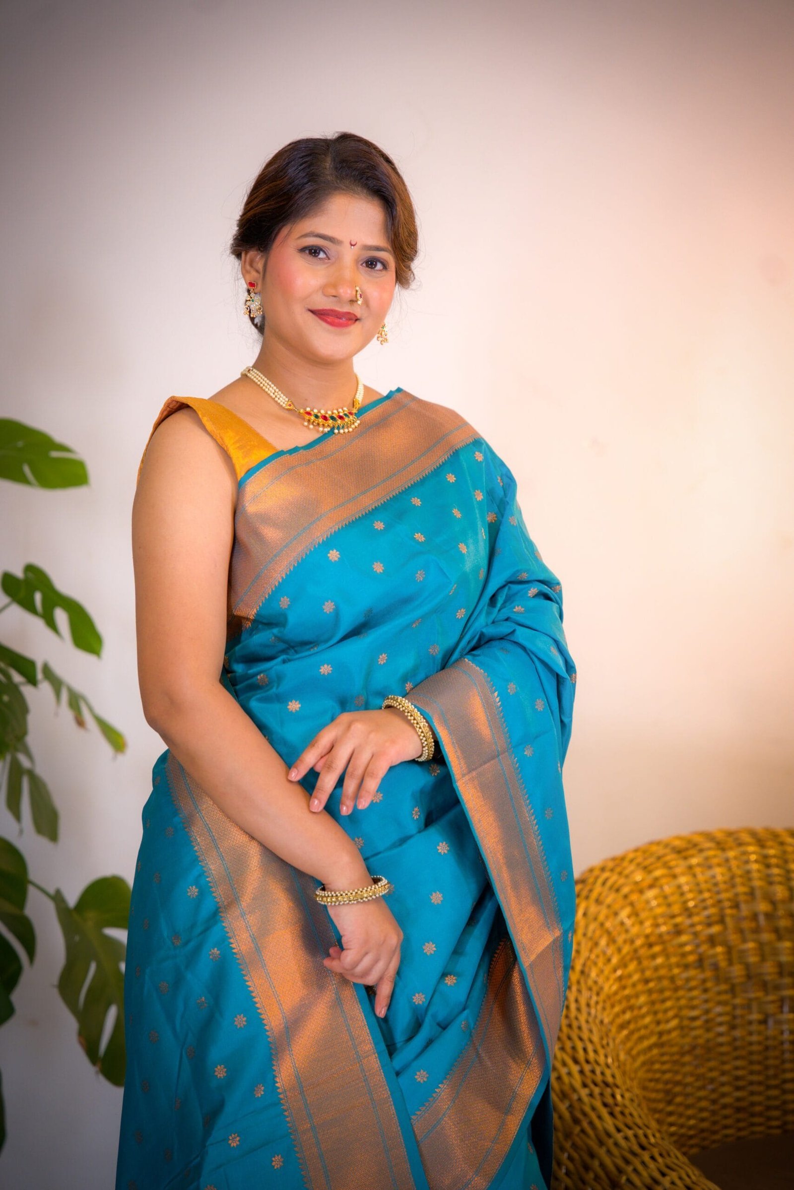 Turquoise Blue Paithani Saree