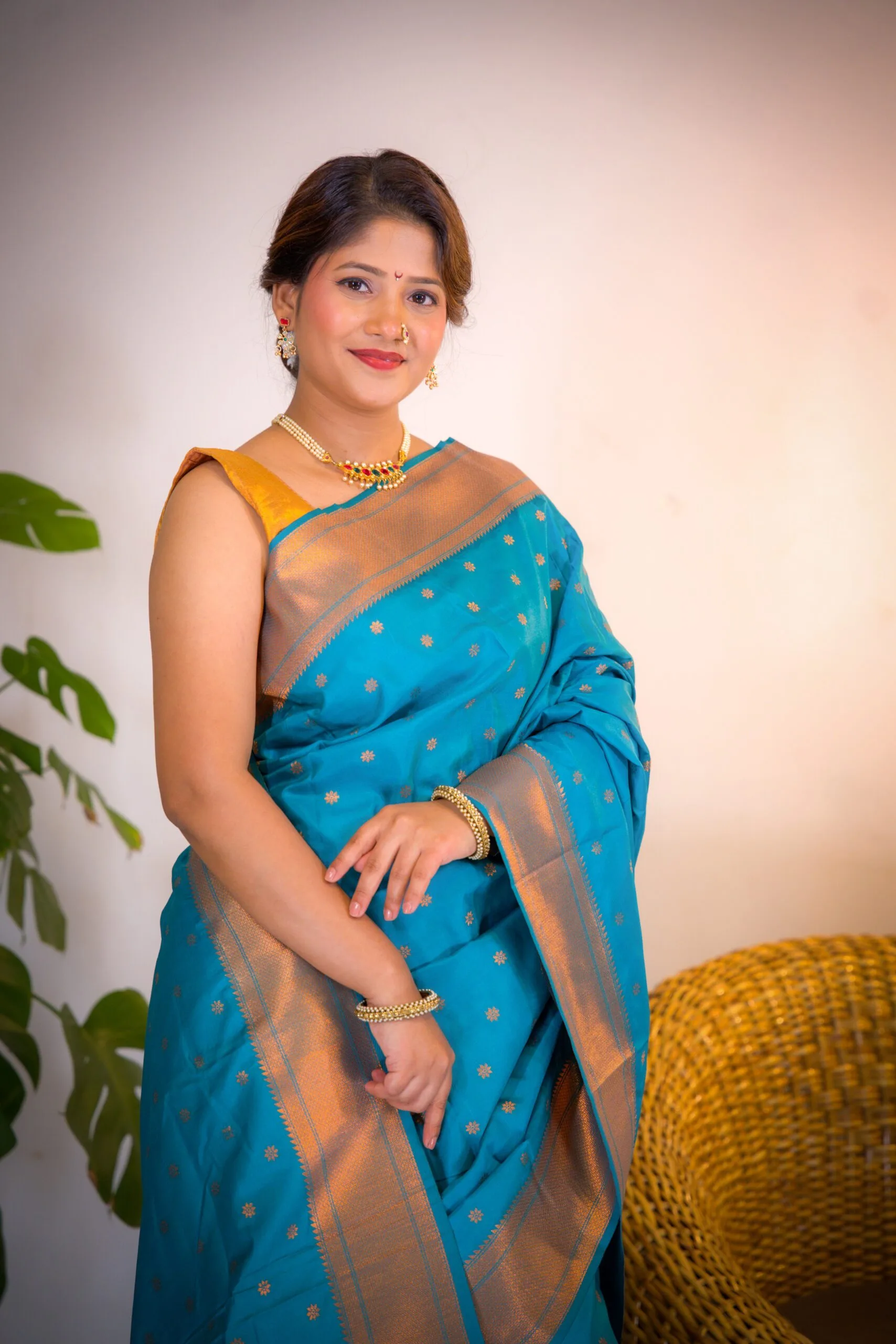 Turquoise Blue Paithani Saree