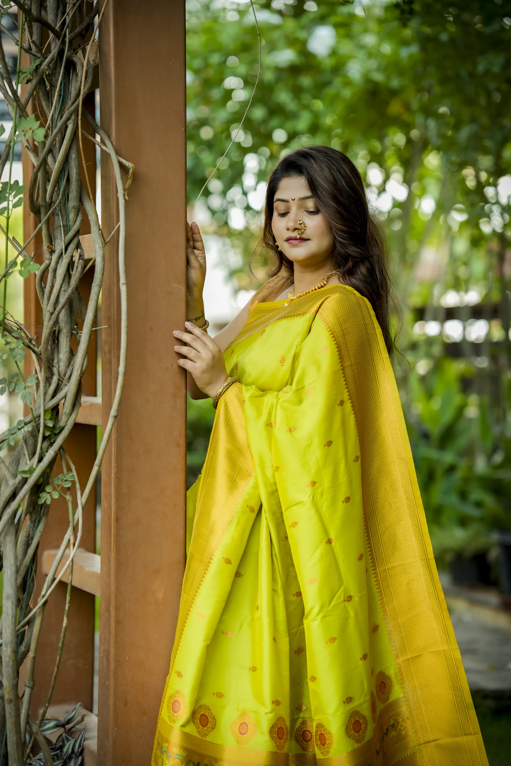 Parrot Green Yeola Style Paithani