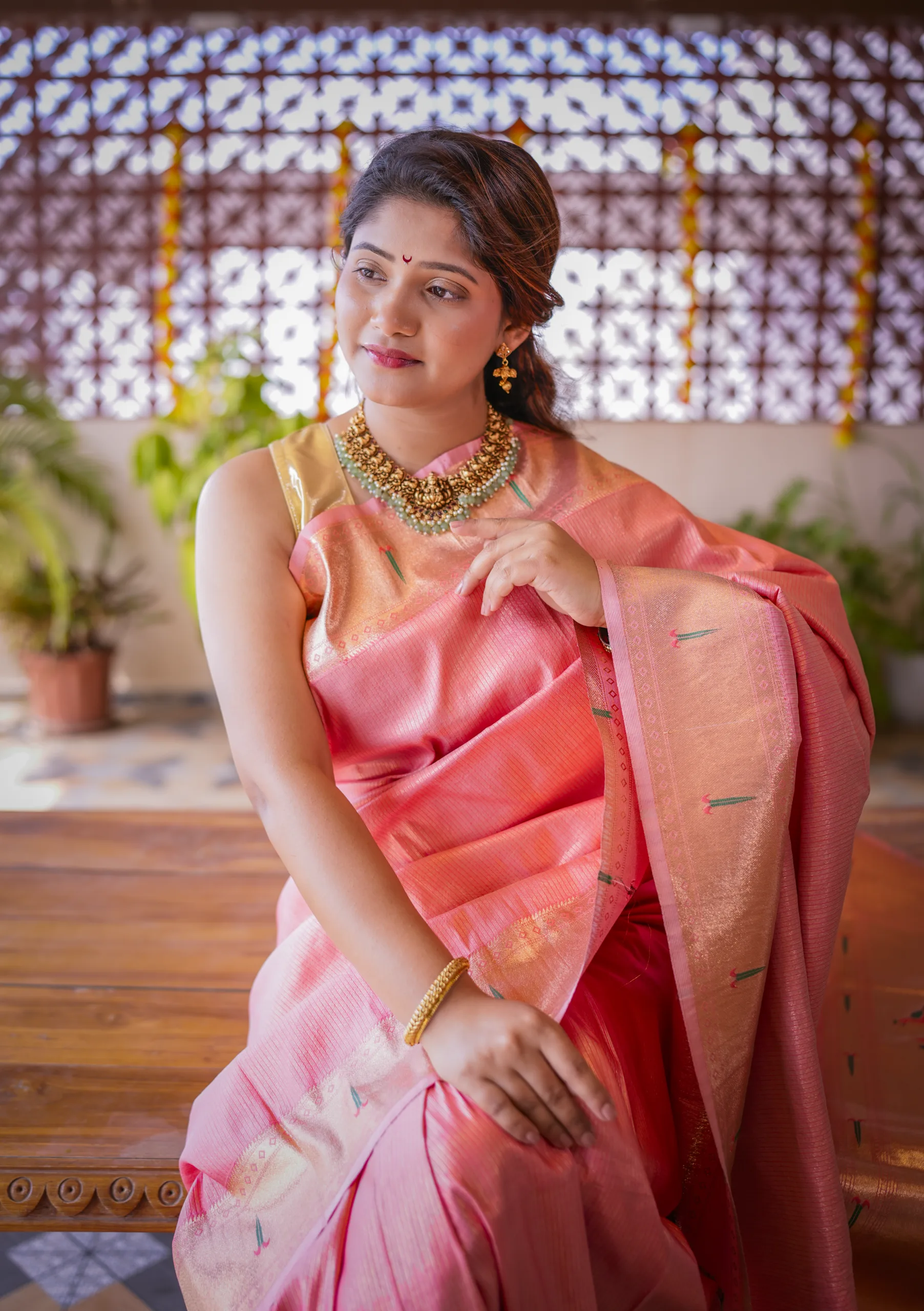 Peach Yeola Style Paithani