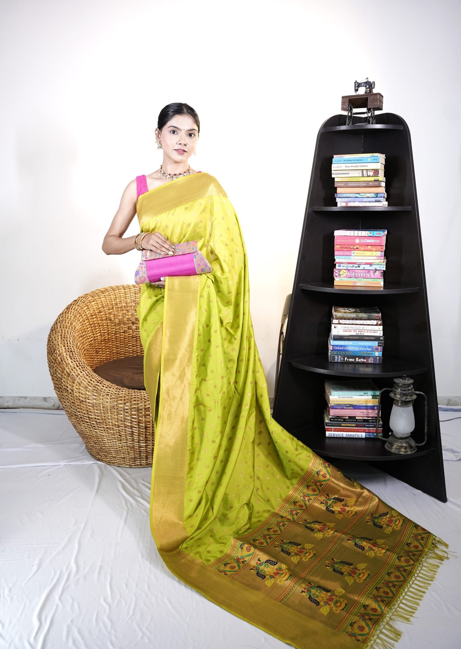 Pink handmade sling Paithani bag