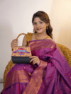 Black Handmade Paithani Yeola Handbag Purse