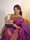 Black Handmade Paithani Yeola Handbag Purse