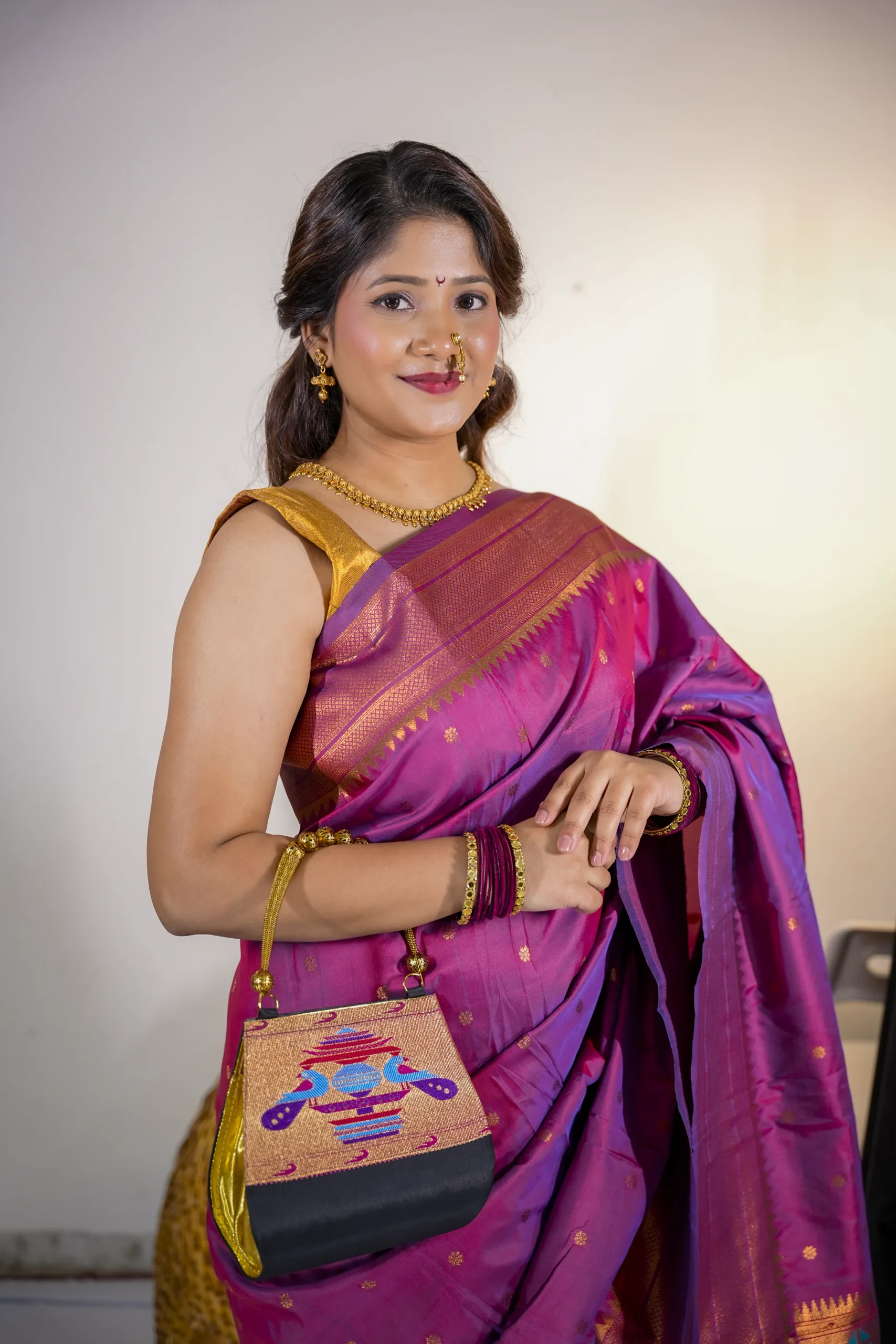 Black Handmade Paithani Purse