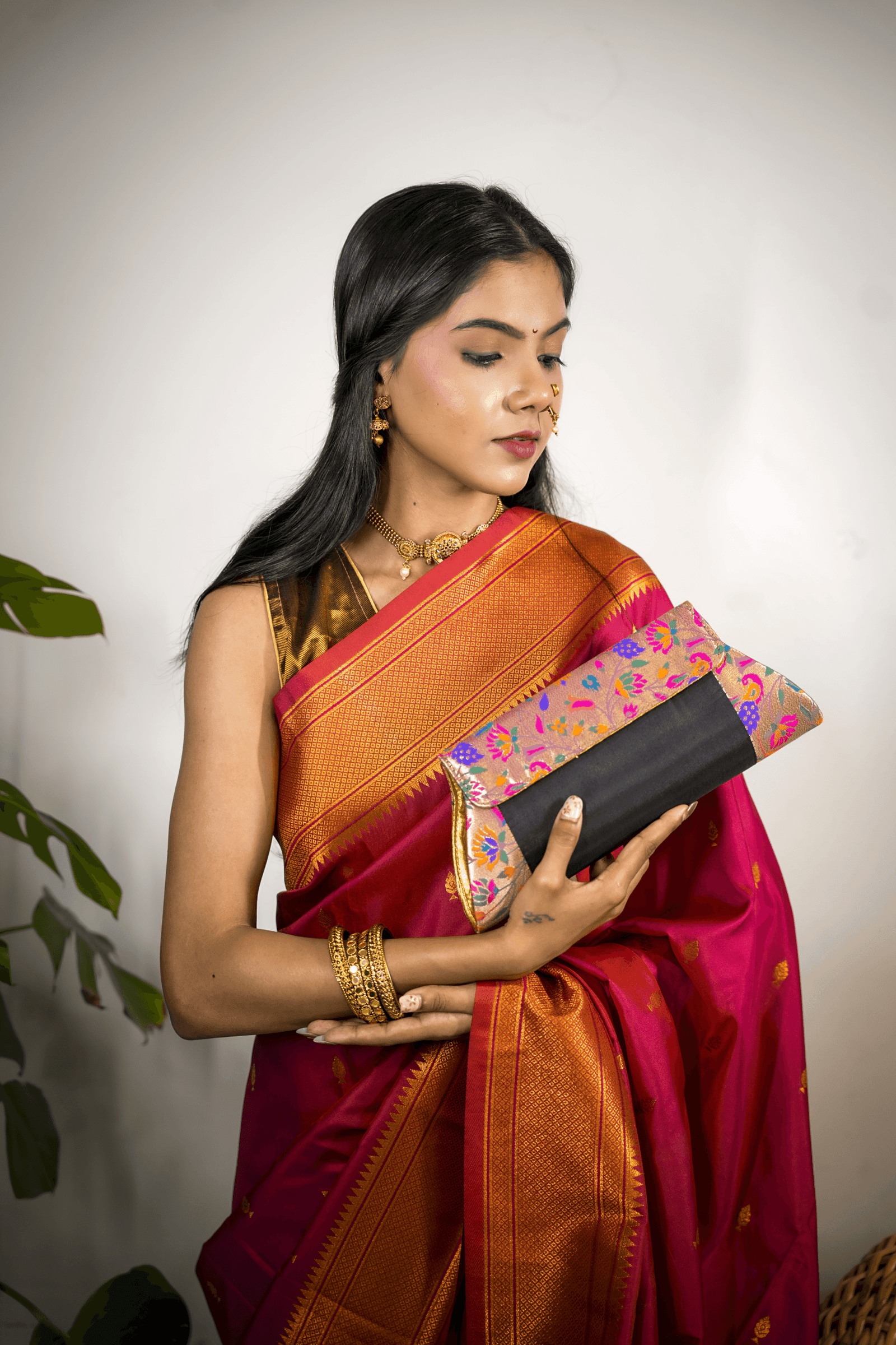 Green Sling Paithani Bag