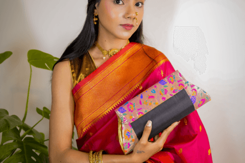 Black Sling Yeola Paithani Bag
