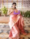 Purple handmade sling dual Paithani purse