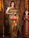 Red handmade handbag Paithani purse