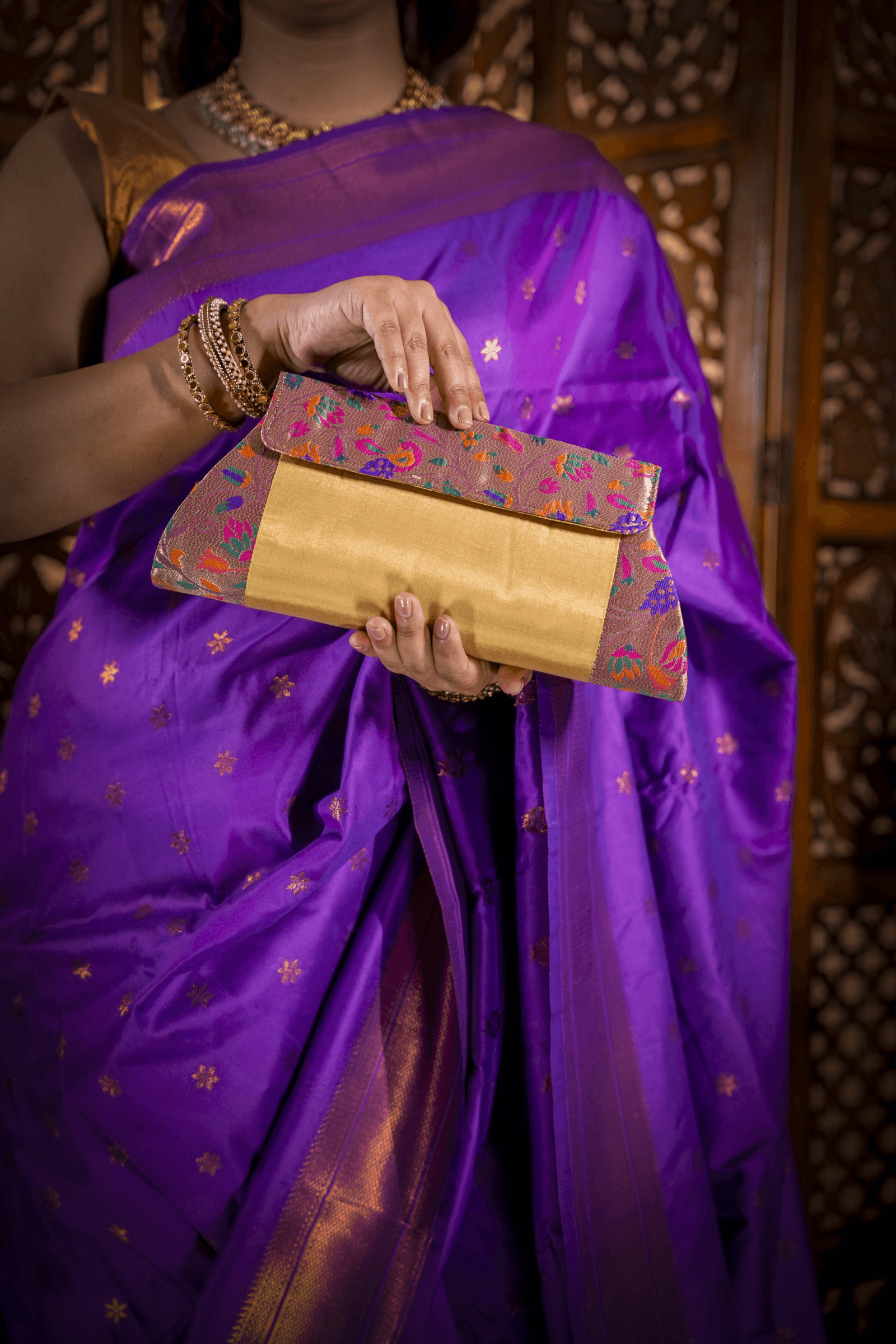 Golden Silk Yeola Paithani Shoulder Bag